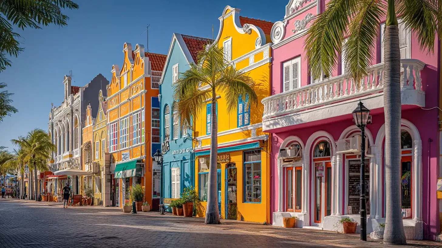 Colorful colonial houses in Oranjestad Aruba