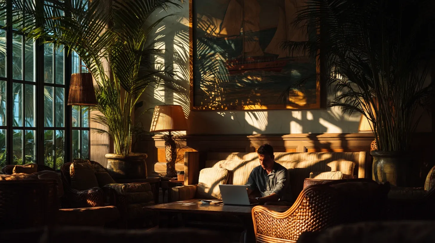 Traveler comparing prices online to find cheap all inclusive vacation packages.