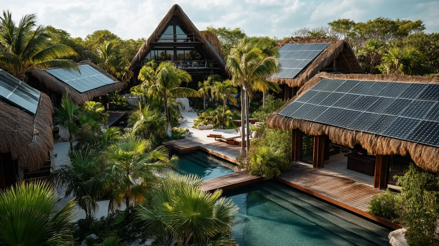 Eco-friendly adults only resort in Cancun using solar energy and tropical design
