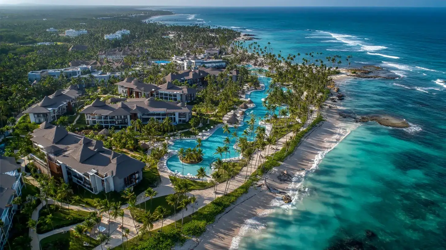 Beachfront resorts in Punta Cana offering all inclusive vacation packages with tropical pools